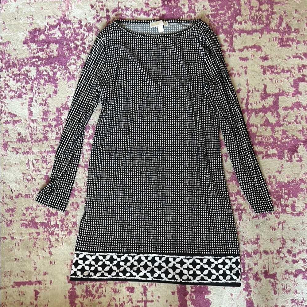 MICHAEL Michael Kors Black and White Long Sleeve Dress
